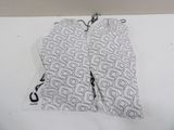 the shorts are white and black with a pattern on them