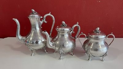 Partie de service à thé et café en métal argent de SHEFFIELD…