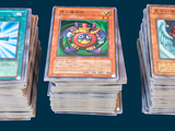 several cards are stacked on top of each other on a table