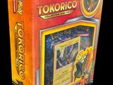 La boîte du jeu de cartes Pokémon est ouverte et prête à l'emploi.
