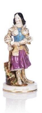 a figurine of a woman holding a basket