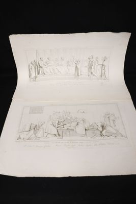 two drawings of people sitting on a bench in front of a black background