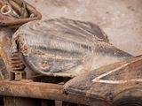 an old motorcycle that is sitting on the ground