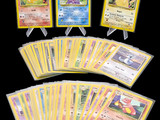 several pokemon cards are displayed on a black background