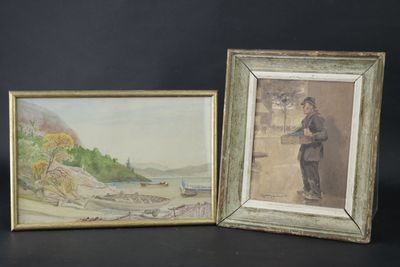 2 tableaux - "Vue de Jurujuba", dessin aquarellé. Dim. 23 x …