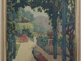 une image représentant un tableau d'un paon dans un jardin