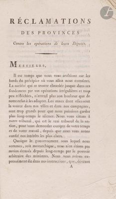 RÉVOLUTION. 5 brochures, dont 4 contrerévolutionnaires, 1789…