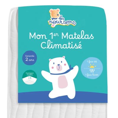 a baby mattress with a white bear on top of it
