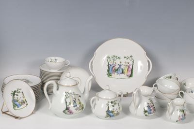 LIMOGES N.B.D. Service à thé en porcelaine blanche à décor p…