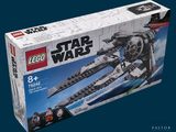 a box with a lego star wars tie fighter set in it