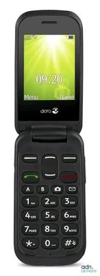 an image of a black flip phone with a green screen on a white background