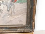 a picture of a painting of a man riding a horse