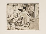 an image of a drawing of two women in a kitchen