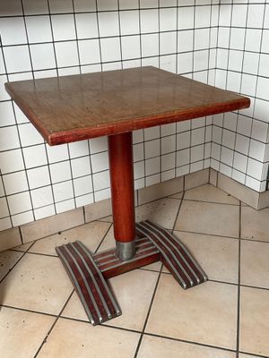 TABLE DE BISTROT en bois et métal. - Photo 1