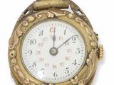montre-bracelet avec bracelet en cuir marron et boîtier plaqué or