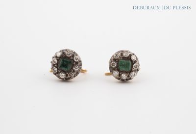 an image of a pair of emerald and diamond earrings