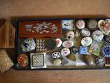 a tray full of assorted items sitting on a table