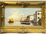 une image d'une peinture représentant un bateau dans l'eau