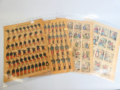 Sept feuilles des imageries d'Epinal, dont trois figurant de…