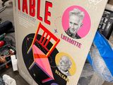 a box with a poster on it sitting on the ground