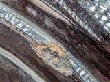 a close up view of a piece of metal with rust on it