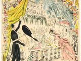 un tableau représentant un homme et une femme debout devant une fenêtre