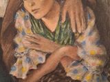 a painting of a man and a woman sitting on a couch