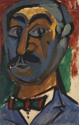 l'image d'un tableau représentant un homme en costume et nœud papillon