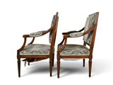 pair of louis xvi style walnut armchairs