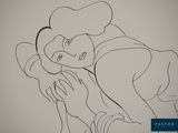 drawing of a woman laying down with her arm around her chest