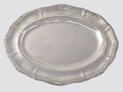 an image of a silver plate on a white background