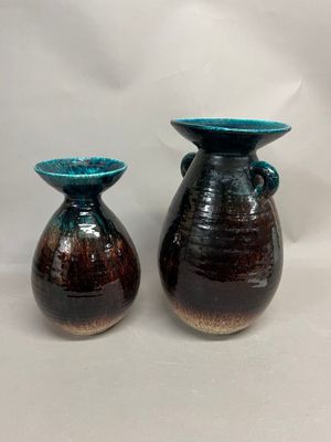 ACCOLAY Ensemble de deux vases piriformes en céramique émail… - Photo 1
