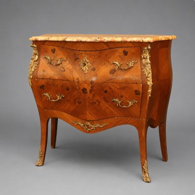 une commode ancienne avec un plateau en marbre