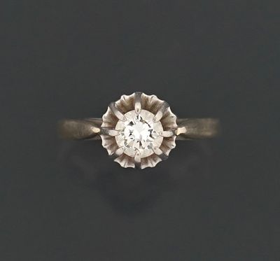 Bague solitaire en or gris 18K 750 millièmes et platine 850 …