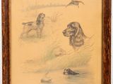 une image représentant un dessin d'un chien et d'un oiseau dans un champ