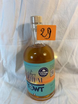 a bottle of alcohol that is sitting on a table