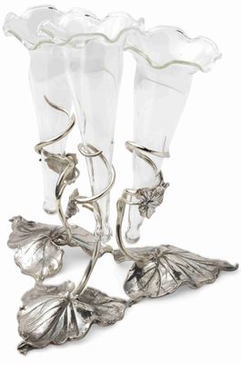 BELFIORE VASE EN ARGENT MASSIF ET CRISTAL trois petites vase…
