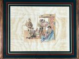 an image of a painting of a group of people sitting on a bench