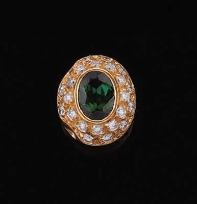 a green tourmaline and diamond ring