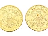 two gold coins with the image of the united states on them