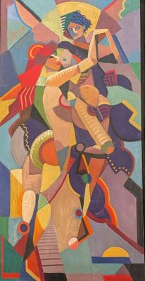 une image d'un tableau représentant un homme et une femme sur un cheval