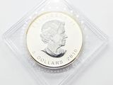 a close up of a coin in a clear box on a white surface