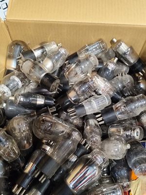 a cardboard box filled with many different types of lights