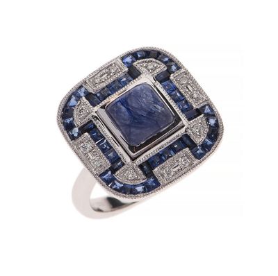bague art déco en saphir et diamant