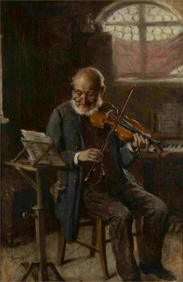 HERMANN KERN (1838-1912) Violin player signé 'Kern H' (en ba…