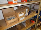 many boxes on the shelves in the room