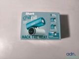 a box with a blue hair dryer inside of it