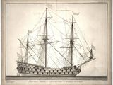 an old drawing of a tall ship on a body of water