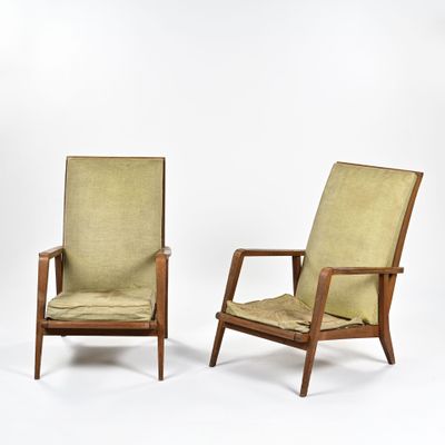 paire de chaises longues danoises du milieu du siècle