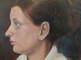 painting of a woman in a white dress with a white shawl